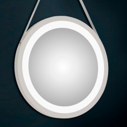 ESPEJO LED REDONDO MADERA BLANCO