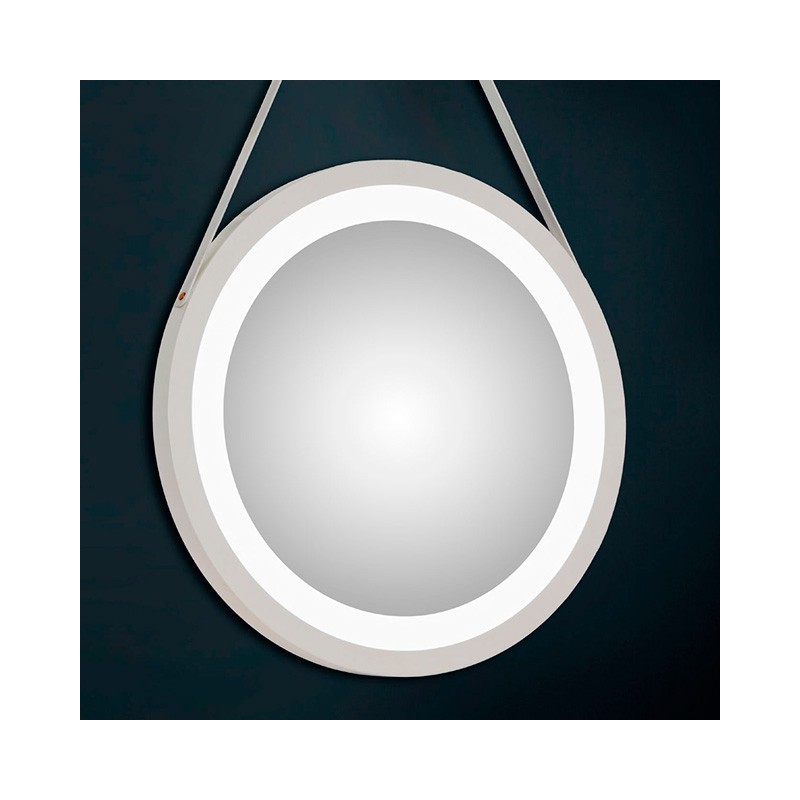 ESPEJO LED REDONDO MADERA BLANCO